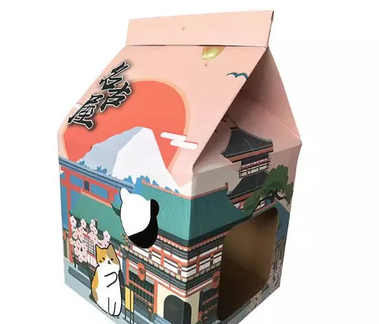 Nagoya pattern corrugated paper cat scratching board with foldable design for indoor feline use