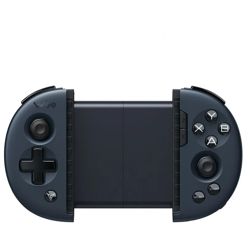 Feizhi Wee 2T stretchable mobile game controller in blue or orange, showing USB plug.