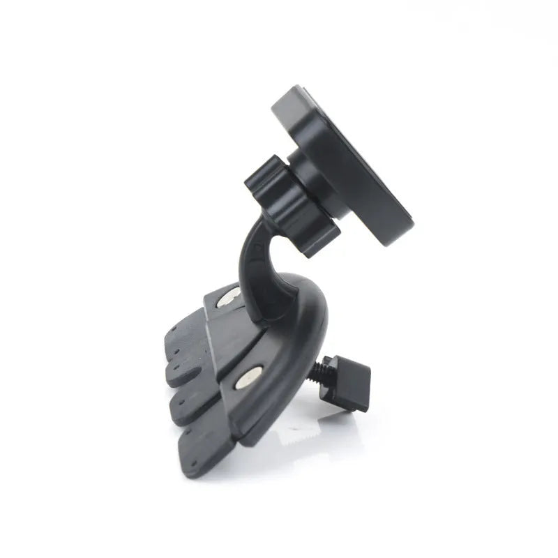 Black car phone holder with CD port bayonet mount and adjustable 50mm to 85mm clamp for 6 inch phones