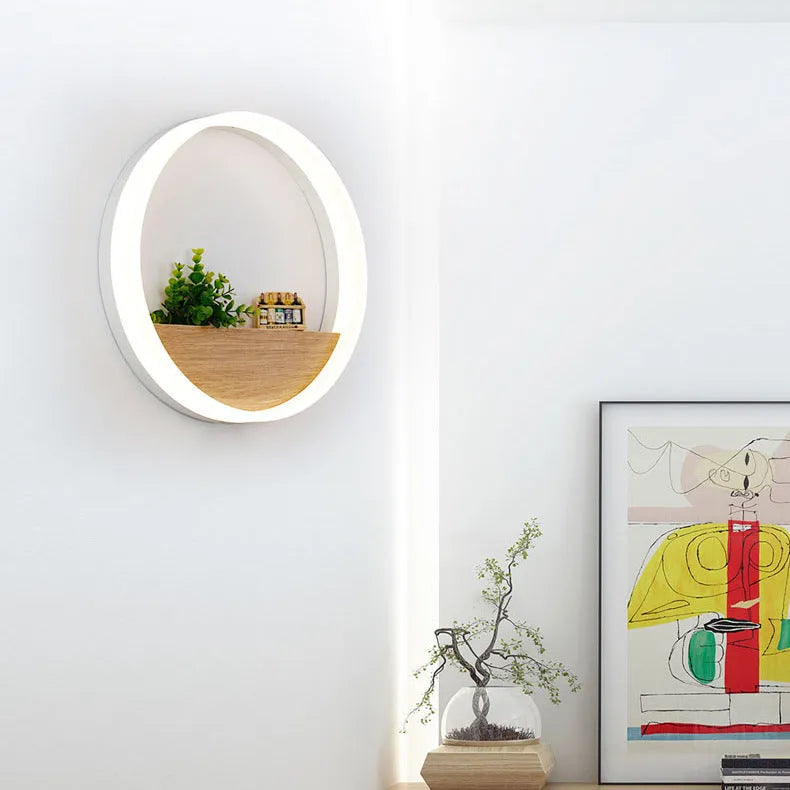 LED wall lamp with acrylic shade, E14 holder, push-button switch, black or white, 20cm or 30cm