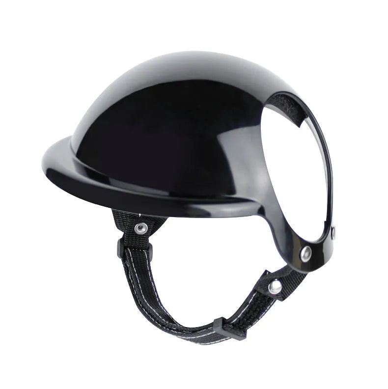 Pet motorcycle safety helmet for dogs and cats, ABS polyester frame, cotton lining, black or pink, sizes S M L