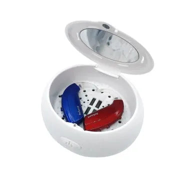 White ABS electric drying case for hearing aids with UV option, PTC constant temperature and 4H timer