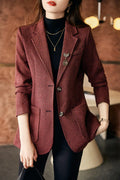 Women's Korean style long sleeve suit top with pocket in grey, green or red, sizes S to XXXL