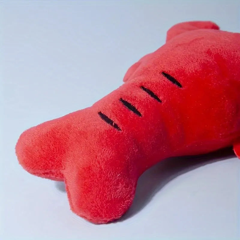Red lobster squeaky dog toy measuring 12.5 cm for small and medium breeds
