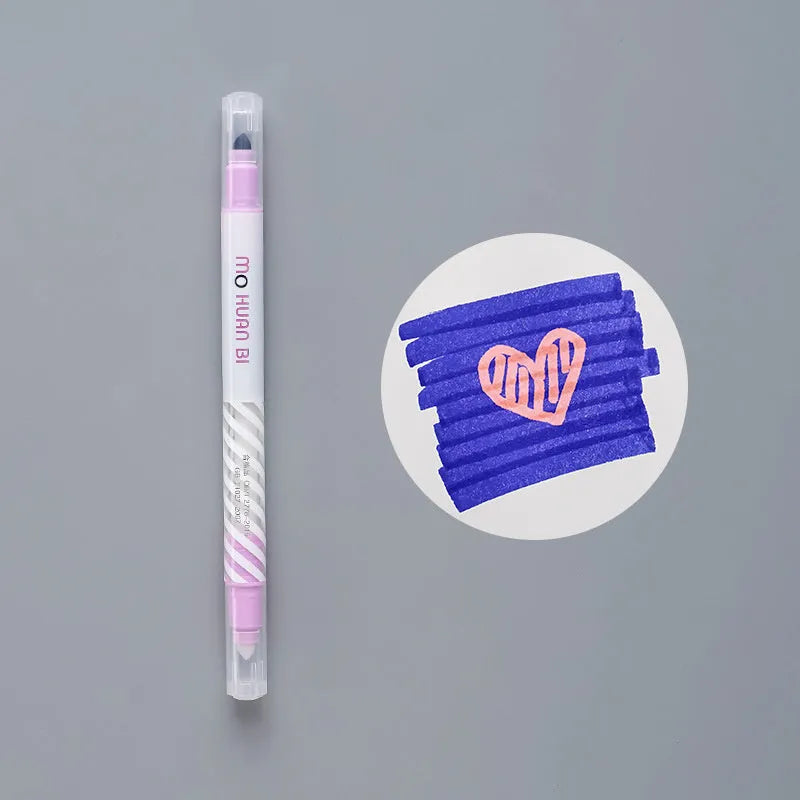 Colour-changing highlighter pen with plastic fibre construction measuring 14.5cm long