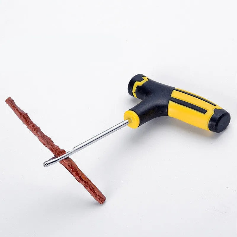 Emergency tyre repair tool set for vacuum tyres, ABS and 45 steel, on colour paper card with blister pack