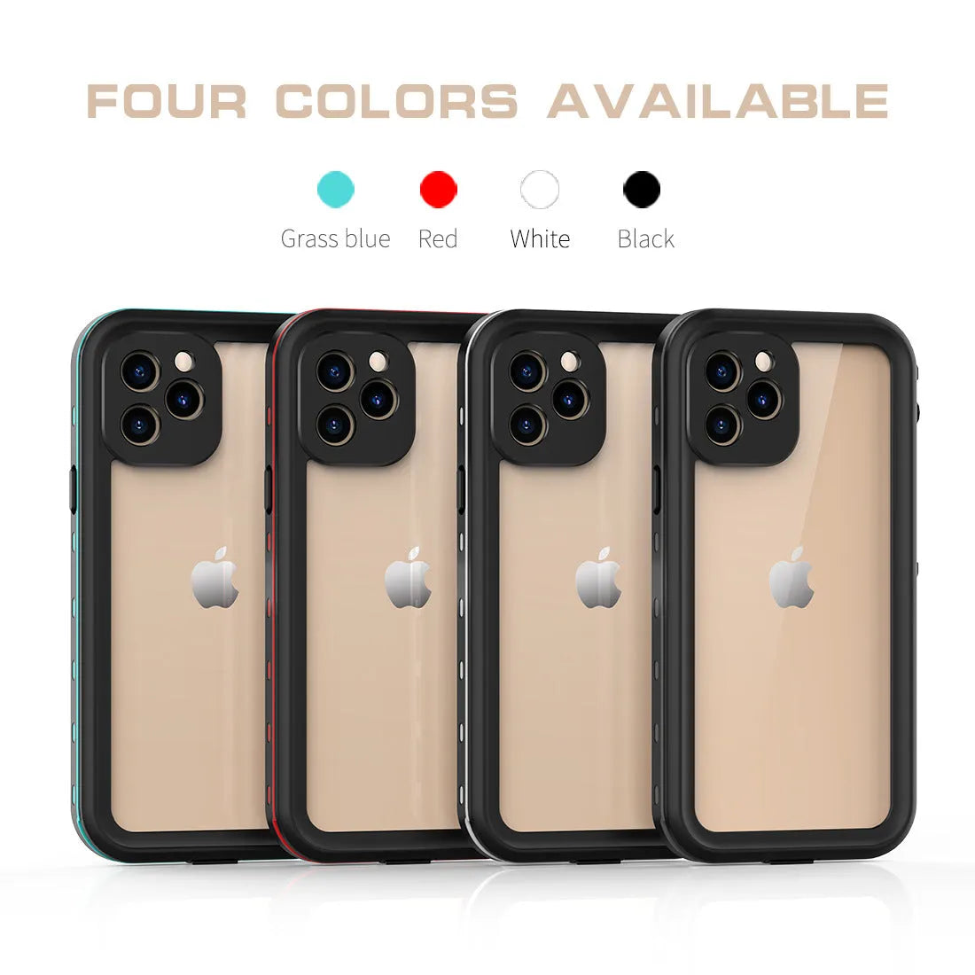 FREDPEPPER IP68 waterproof shockproof case for iPhone in black blue red colours