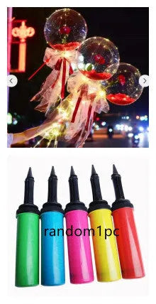 Transparent bobo ball LED luminous balloon rose bouquet with artificial flowers for DIY decoration
