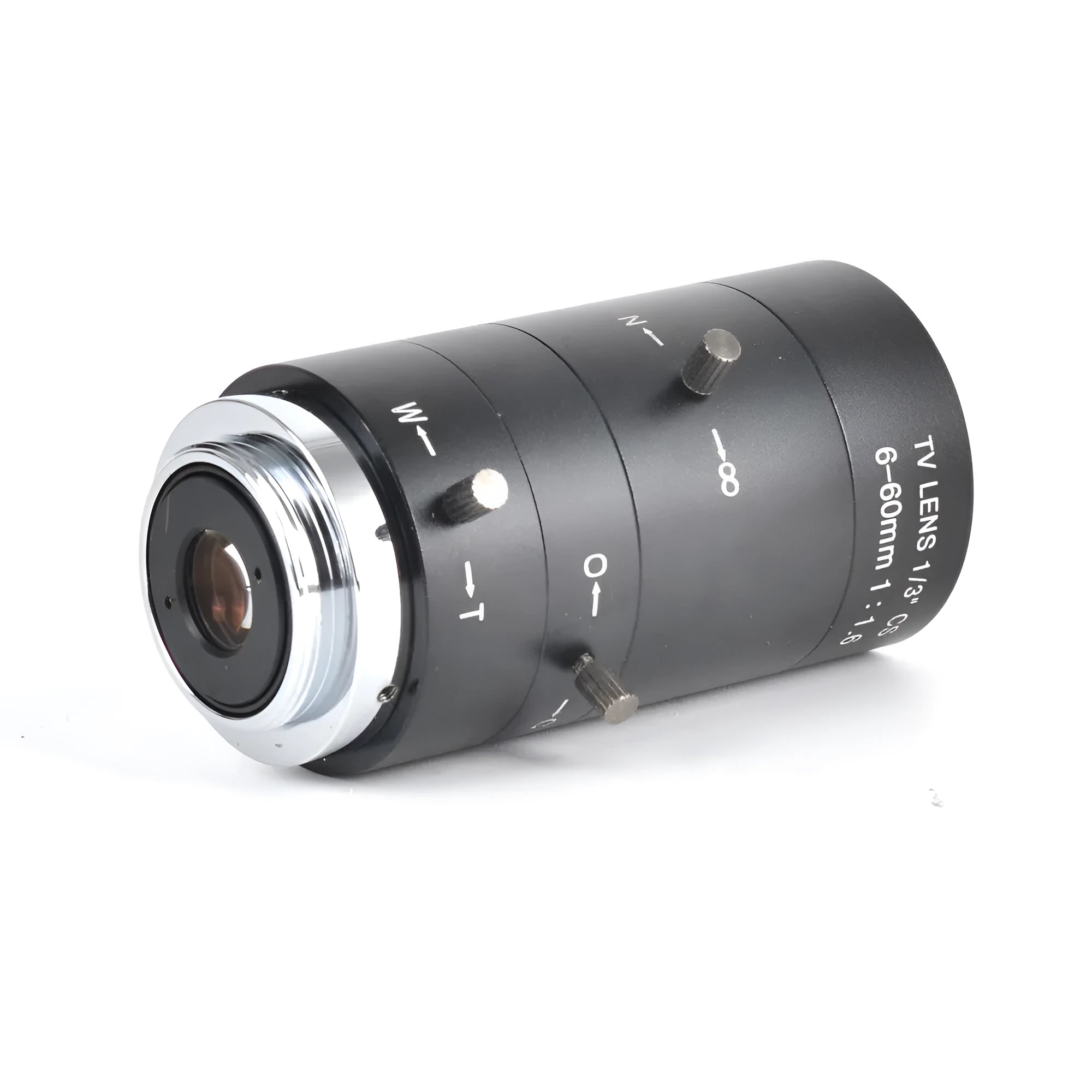 Black manual aperture 6-60mm camera lens with CS mount for 1/3 inch sensors