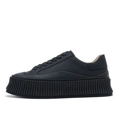 Women's small white trainers with thick sole and suede leather upper in INS tide style