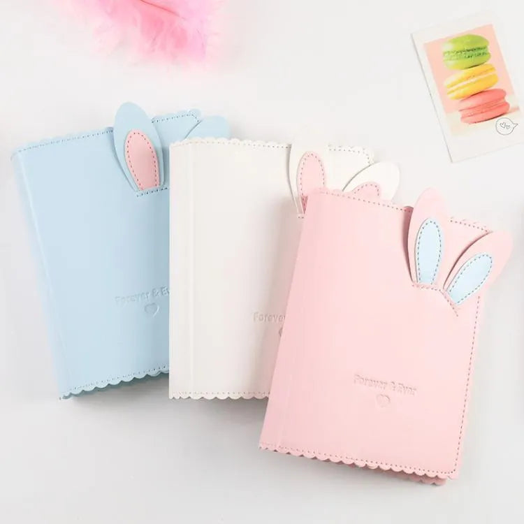 Rabbit design mini photo album with PU cover in blue, pink or white colour options