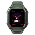 Outdoor sports rugged smart watch with 1.69-inch display and silicone strap in army green