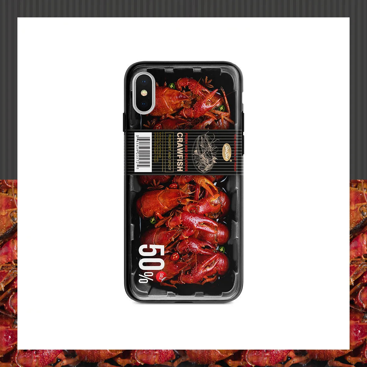 Crayfish phone case in TPU cover texture for iPhone and Huawei models