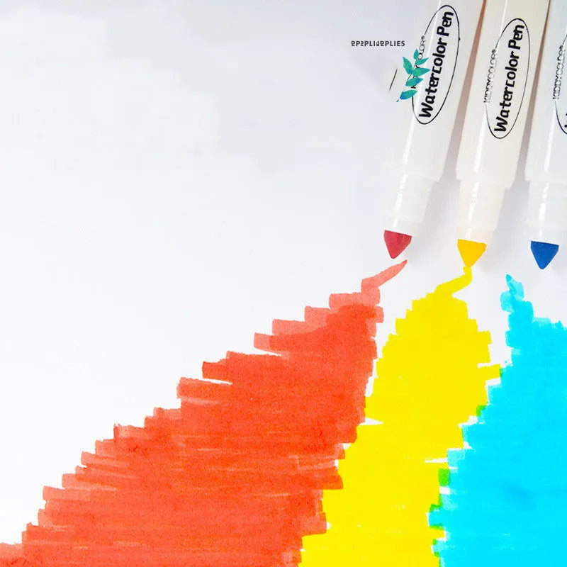 Set of children's washable watercolor pens with plastic barrels in 36 or 48 colour options.