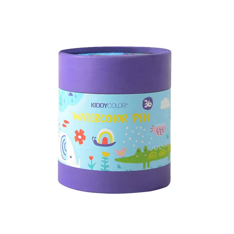 Set of children's washable watercolor pens with plastic barrels in 36 or 48 colour options.