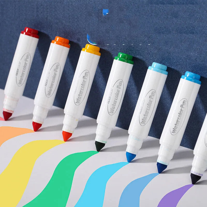 Set of children's washable watercolor pens with plastic barrels in 36 or 48 colour options.