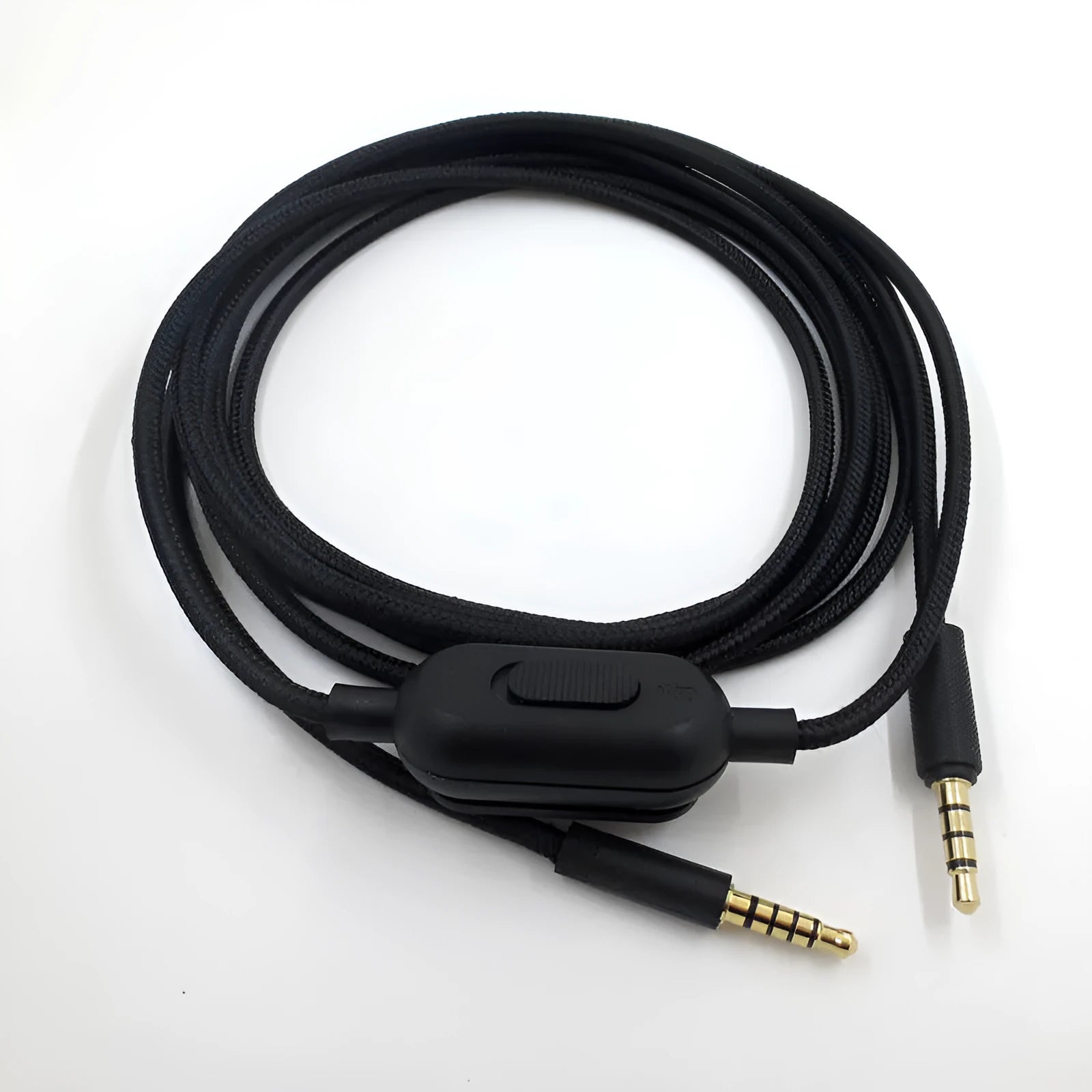 Black universal audio cable for gaming headsets with bare copper wire cores