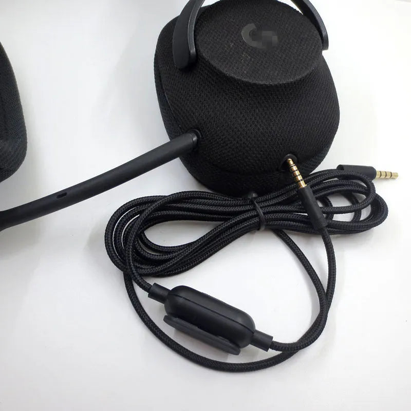 Black universal audio cable for gaming headsets with bare copper wire cores