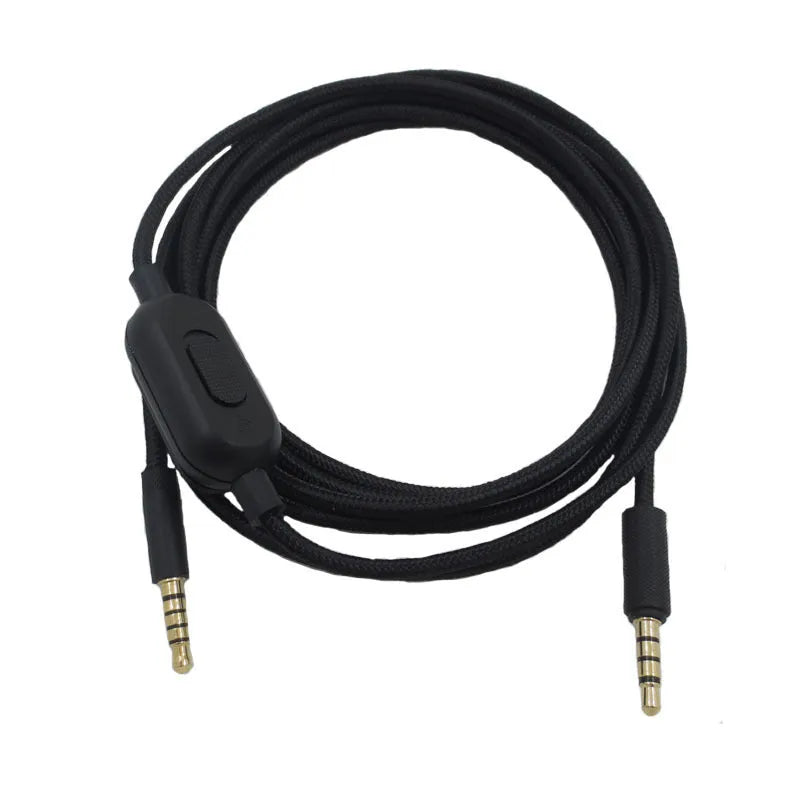 Black universal audio cable for gaming headsets with bare copper wire cores