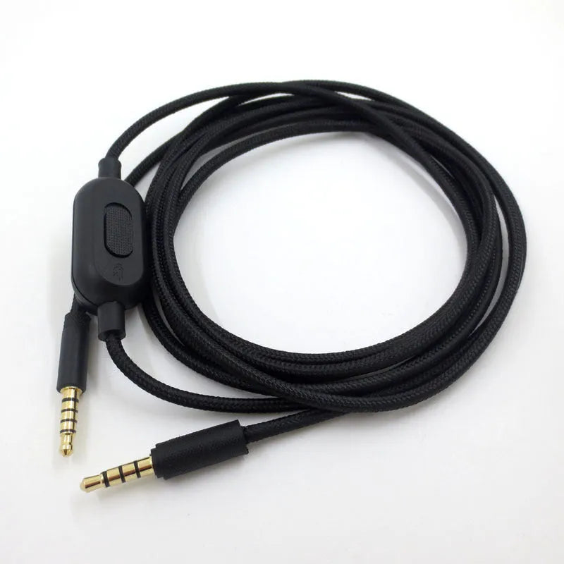 Black universal audio cable for gaming headsets with bare copper wire cores
