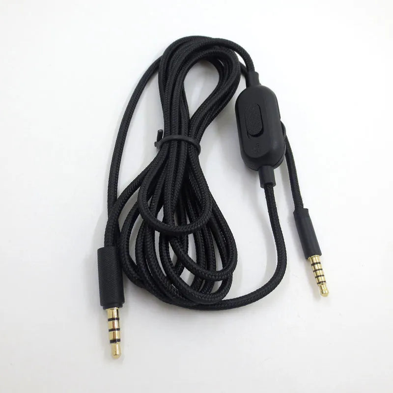 Black universal audio cable for gaming headsets with bare copper wire cores