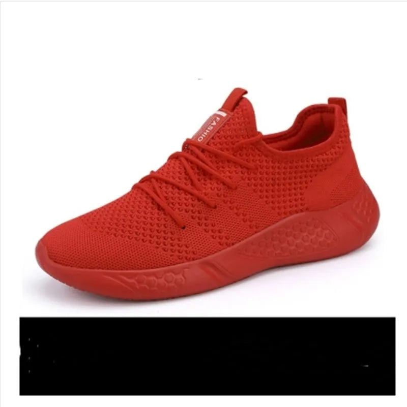 Men's black and white mesh sneakers with lace-up closure and round toe design
