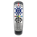 Black flat universal remote control for DISH Network satellite TV receivers.