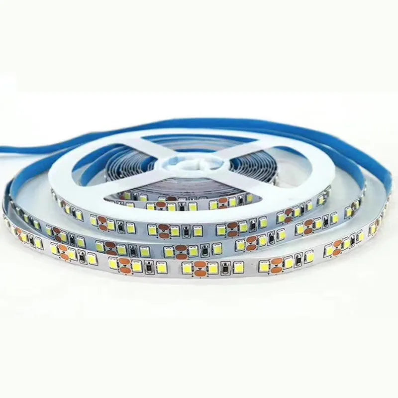 12V LED light strip in white, available as 2835 with 120 LEDs or 5050 with 60 LEDs per metre