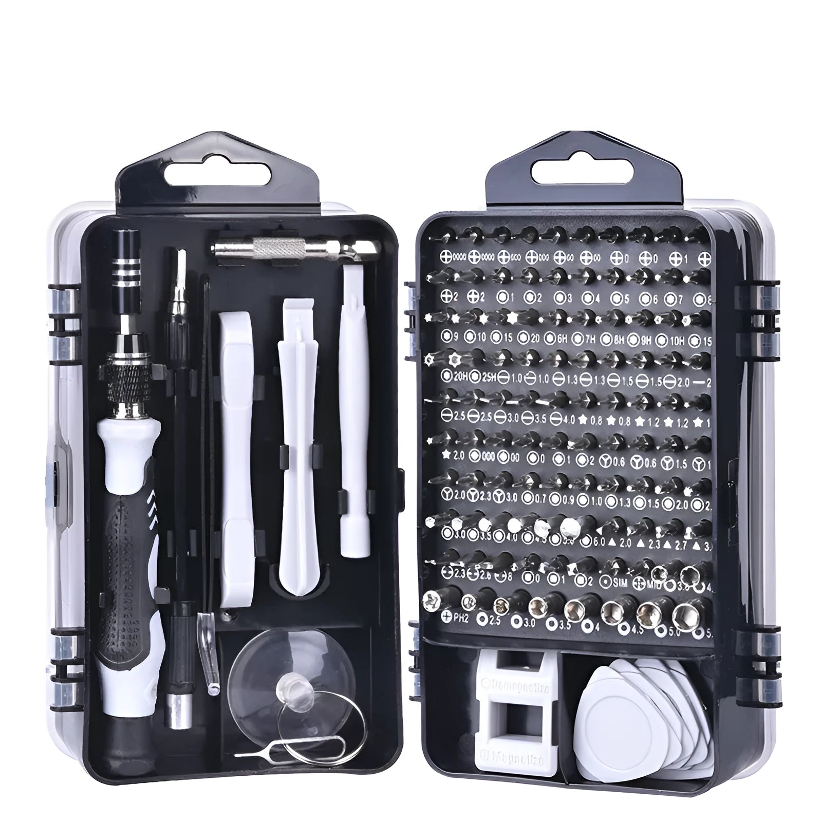117-piece magnetic screwdriver set with flexible extension in red toolbox for electronics repair
