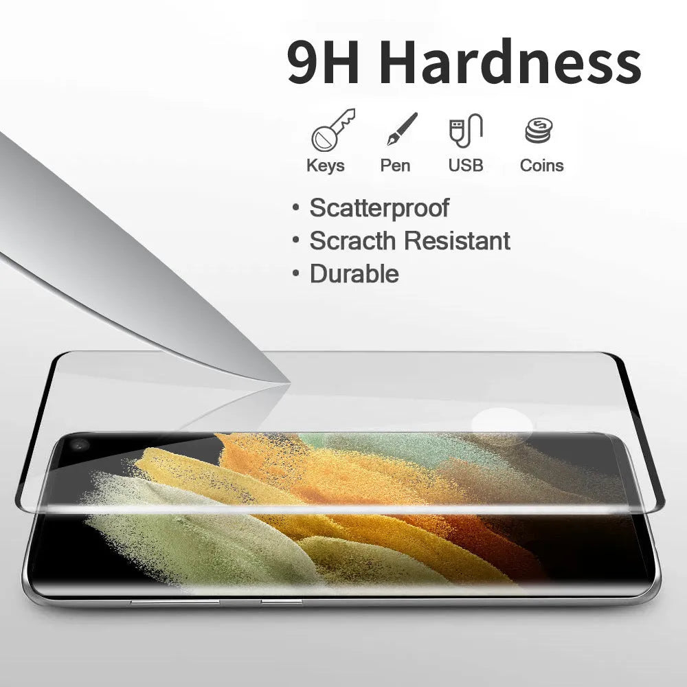 Samsung Galaxy S21 Ultra 5G tempered glass screen protector with curved edges