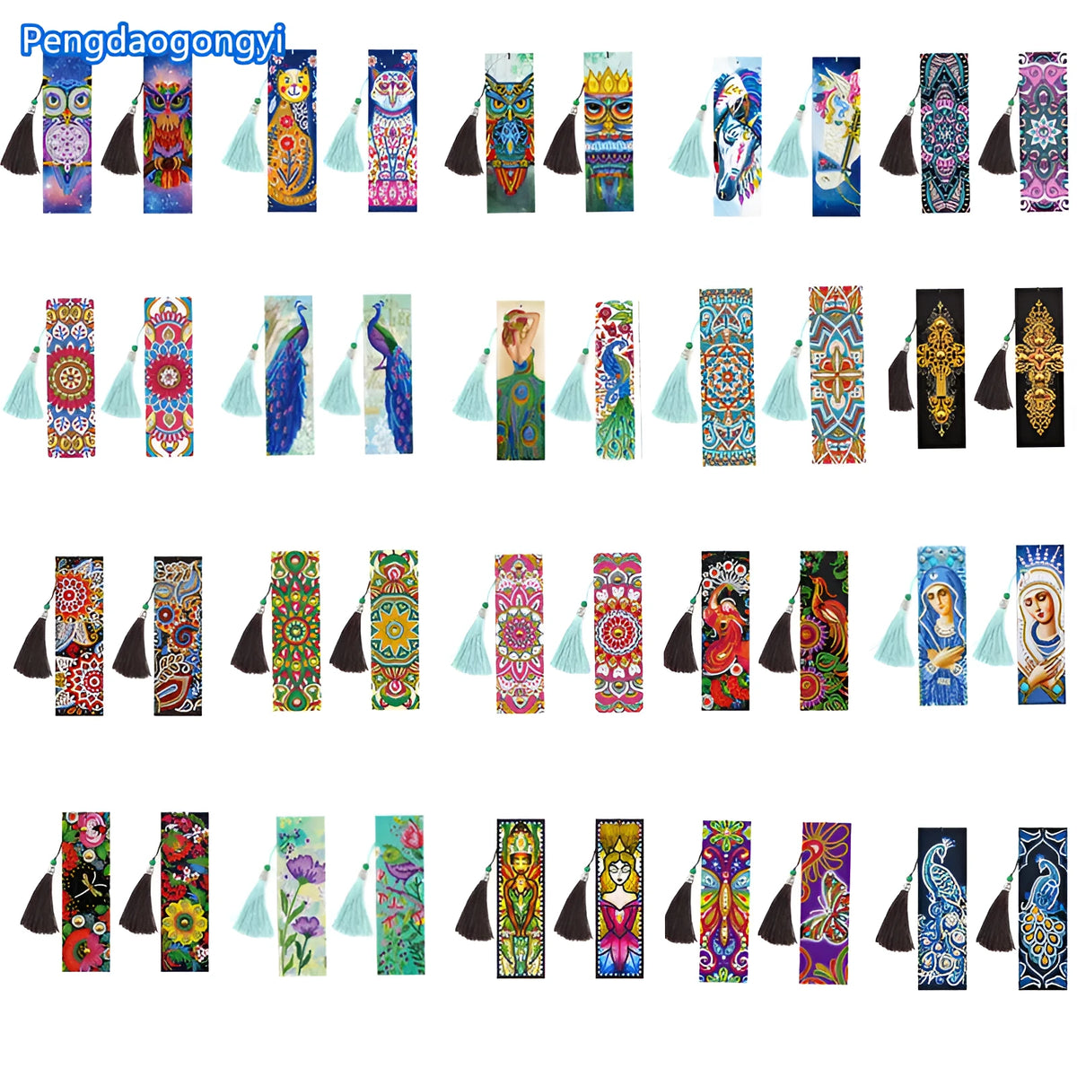 5D diamond painting bookmark with pendant, PU, 6x21cm, frameless handmade craft