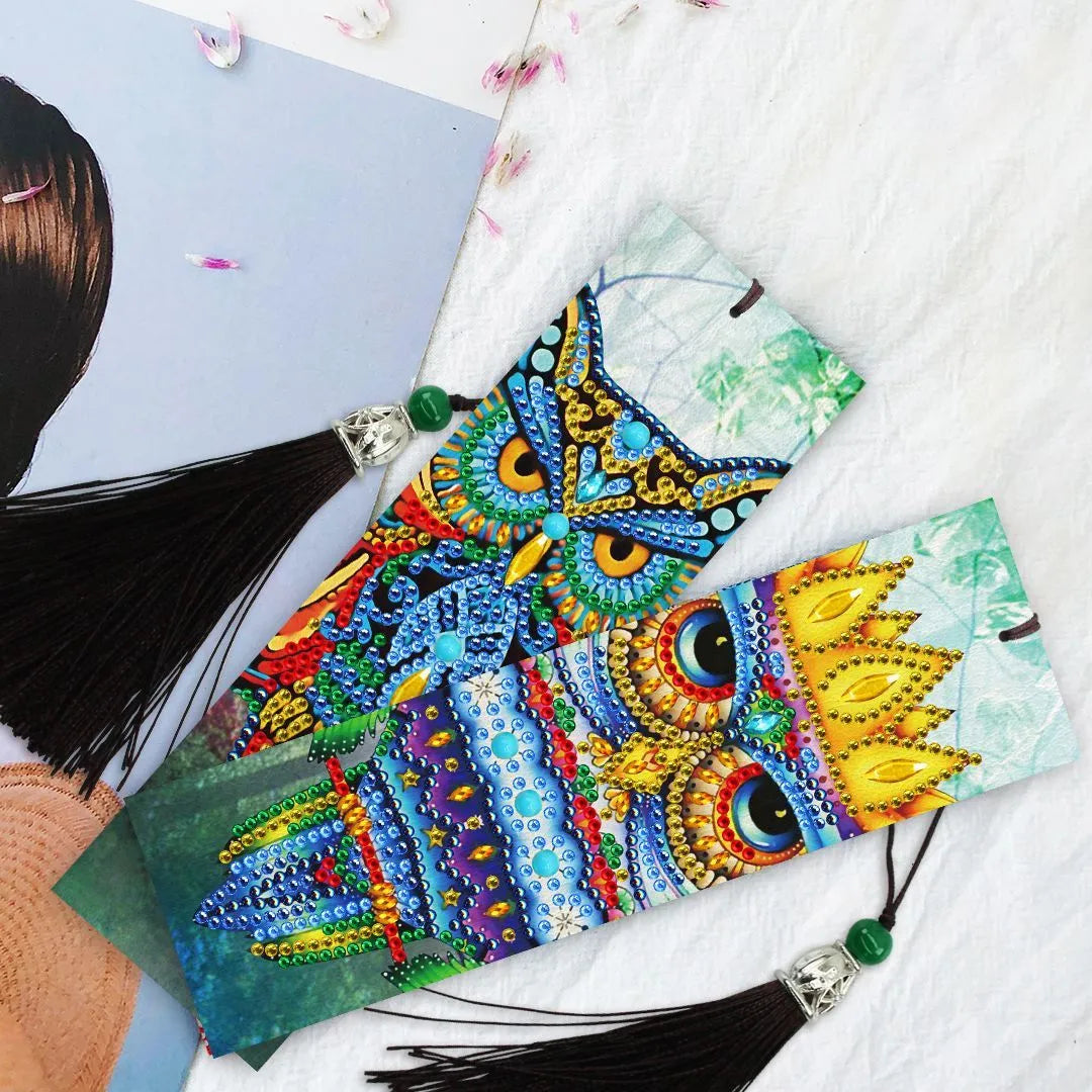 5D diamond painting bookmark with pendant, PU, 6x21cm, frameless handmade craft