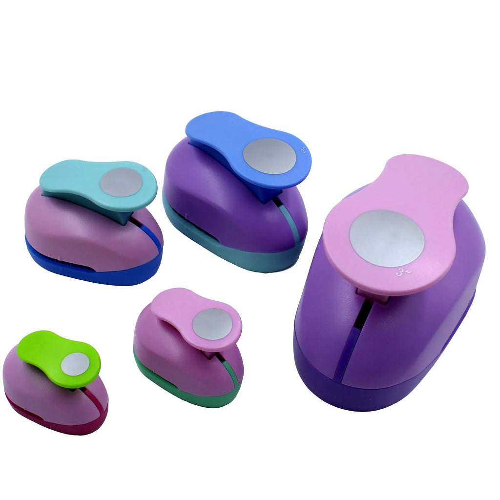 Children's round hole punch embossing machine with six different sized dies for paper crafting