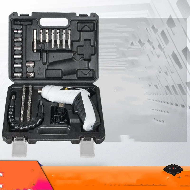 Rechargeable lithium battery mini screwdriver set with 60 mm length and pistol grip handle for furniture and toy assembly