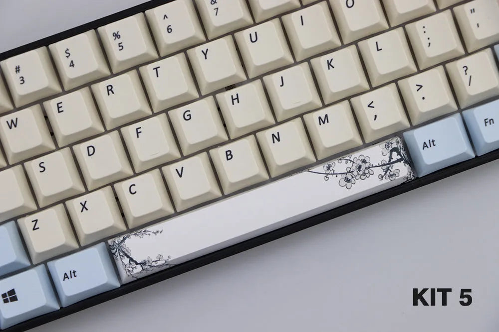 PBT plastic 6.25U space bar keycap with a cherry outline design in one of twelve colour options.