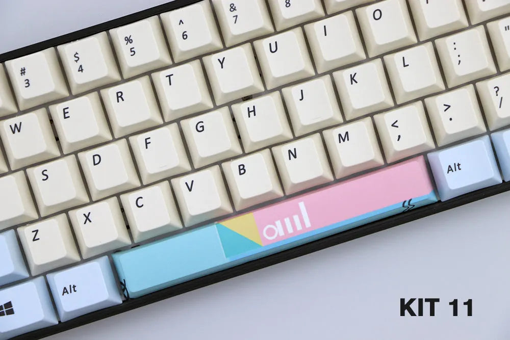 PBT plastic 6.25U space bar keycap with a cherry outline design in one of twelve colour options.