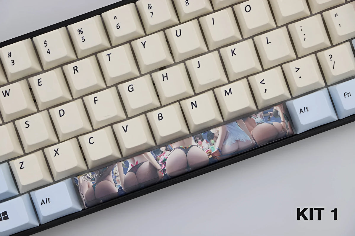 PBT plastic 6.25U space bar keycap with a cherry outline design in one of twelve colour options.
