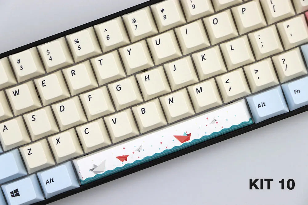 PBT plastic 6.25U space bar keycap with a cherry outline design in one of twelve colour options.