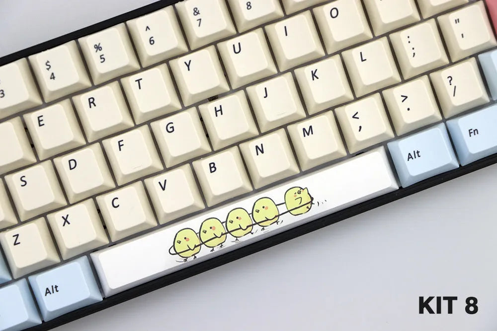 PBT plastic 6.25U space bar keycap with a cherry outline design in one of twelve colour options.