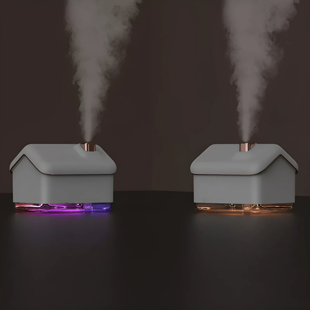 White igloo-shaped ultrasonic humidifier and essential oil diffuser with LED light and USB cable.