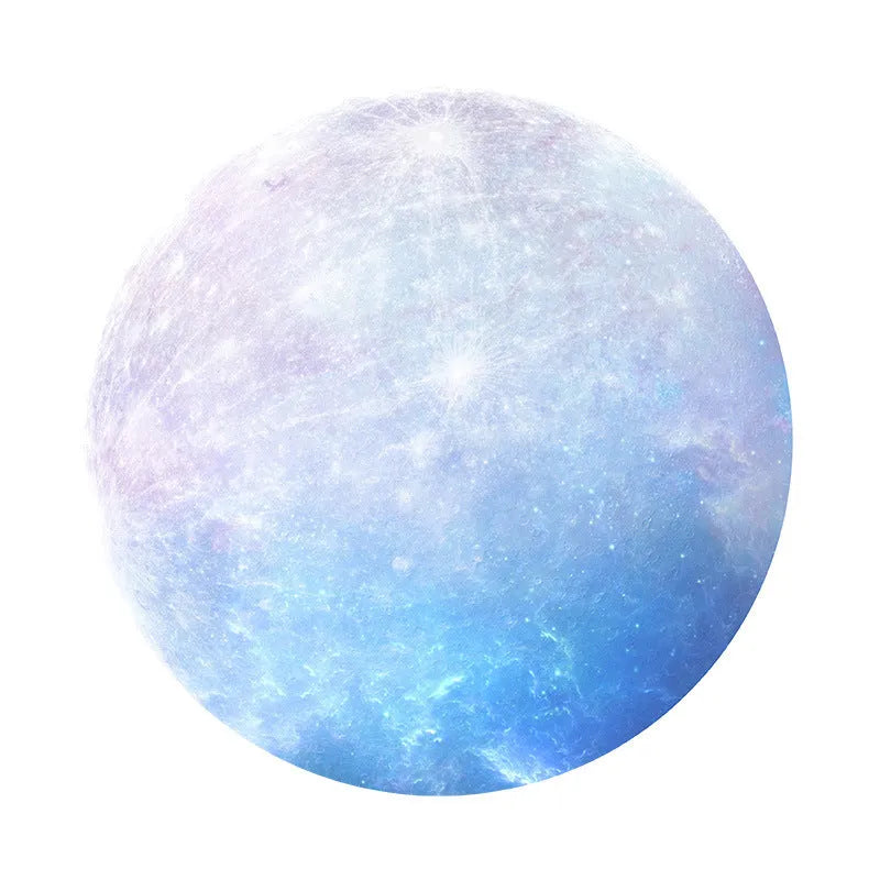 Round natural rubber mouse pad with planet pattern on silk cloth surface, 220mm diameter