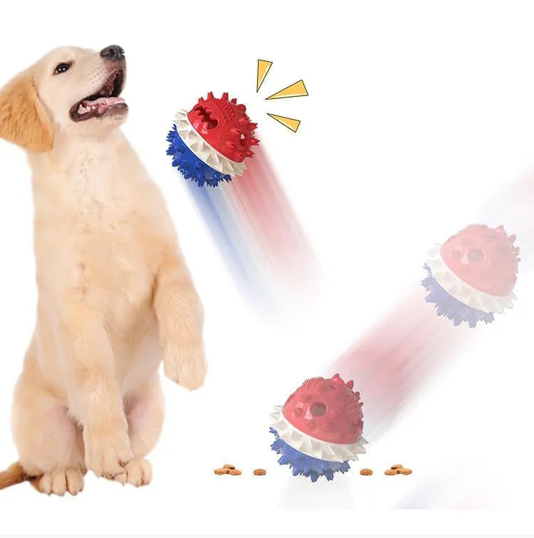 Blue TPR pet puppy molar stick vocal dog toy with squeaker on white background