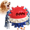 Blue TPR pet puppy molar stick vocal dog toy with squeaker on white background