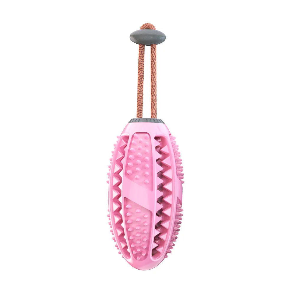 Rubber pet biting toy elastic ball for dogs and cats in blue, green, lake blue, pink, coffee, and brown