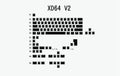 Black and white Pudding V2 double-shot PBT keycap set for mechanical keyboards, showing backlight glow.