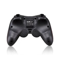 Black wireless Bluetooth gamepad controller for mobile phones on a table.
