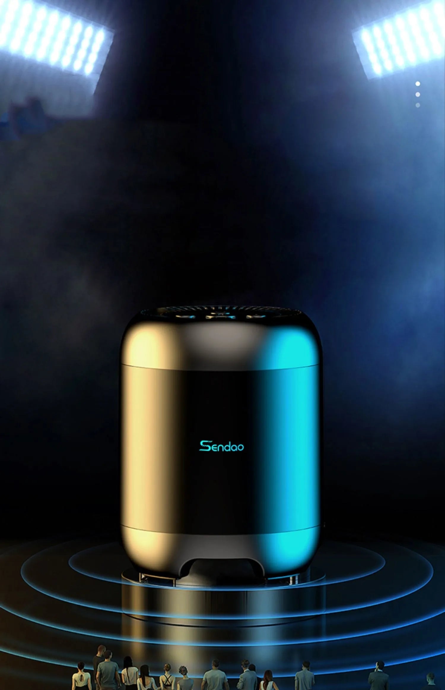 Compact black or white Bluetooth speaker with subwoofer measuring 90x73x73mm