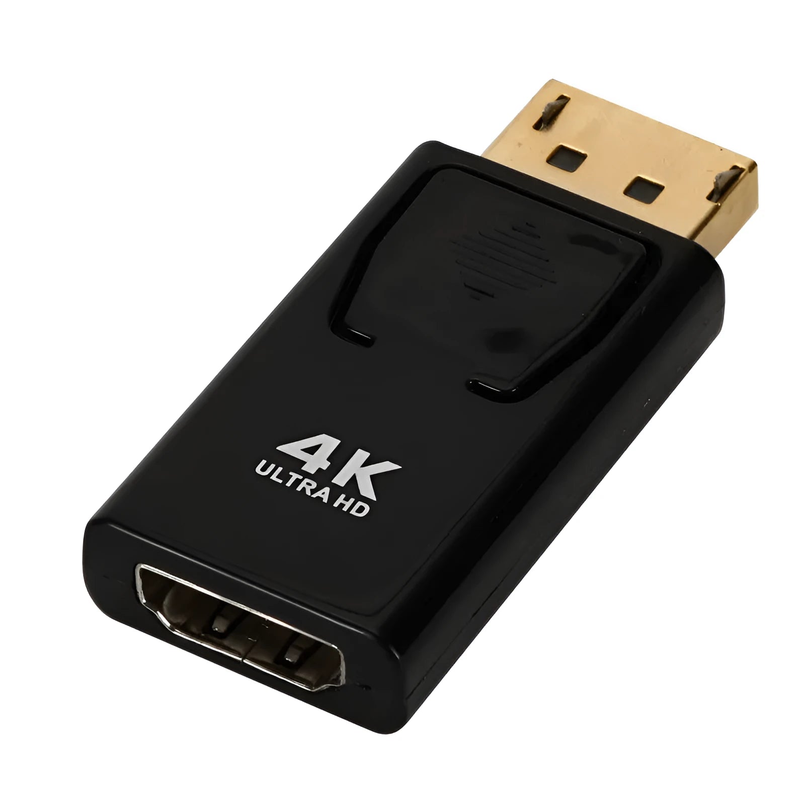 Black DP to HDMI adapter cable for 4K video conversion with DisplayPort and HDMI connectors