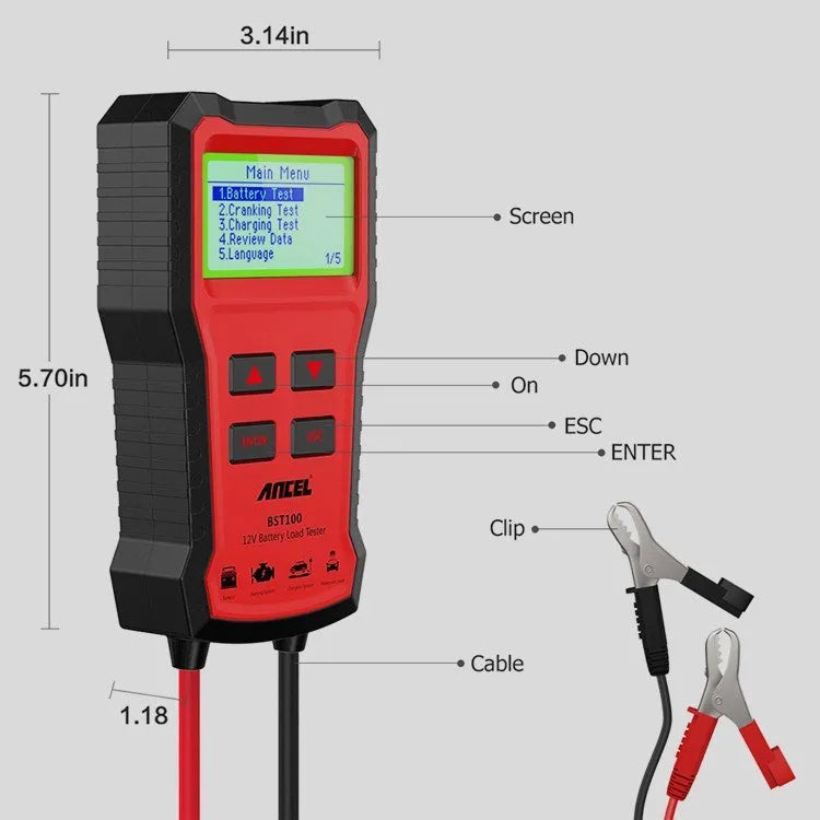 Red automobile battery tester 12V battery detector for 6V and 12V car fault diagnosis