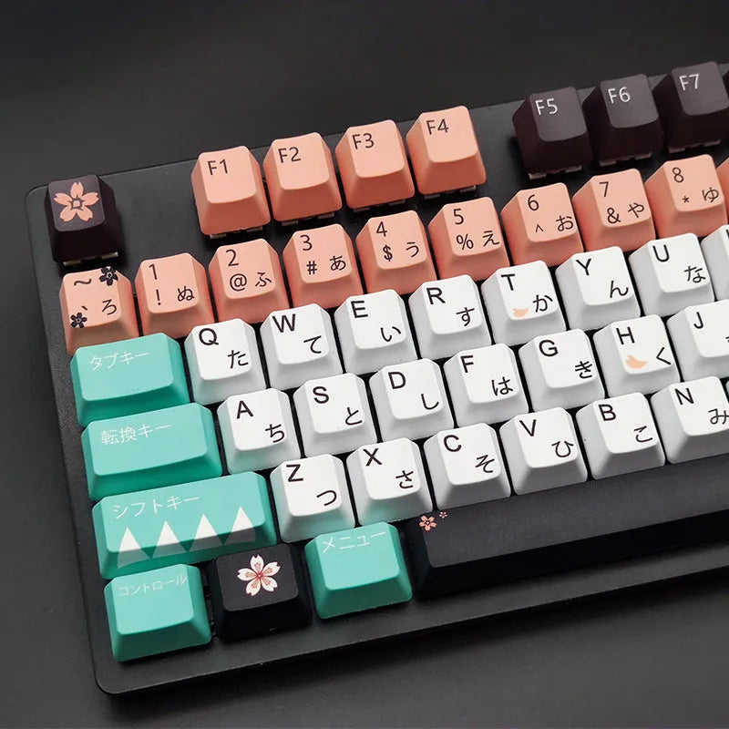 Green mechanical keyboard keycap set for Cherry MX switches with USB wireless connection